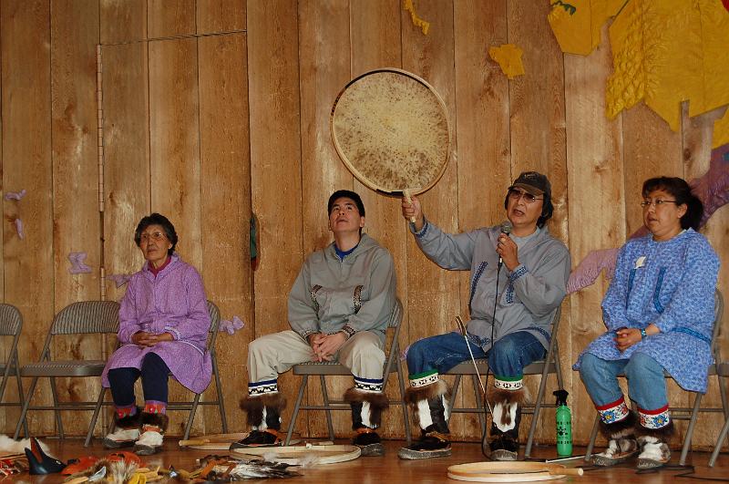 06.JPG - An Eskimo presentation on heritage and traditions - here showing an Eskimo drum