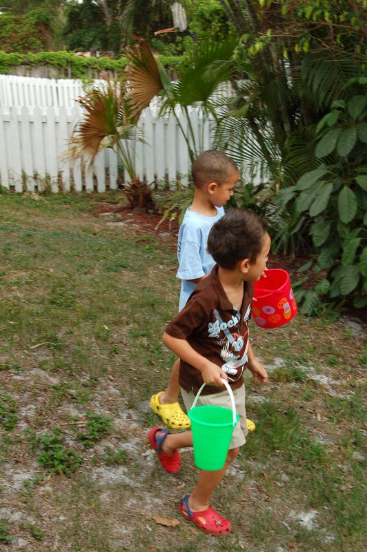 Easter_005.JPG - Octavious and Matthew searching for Easter eggs