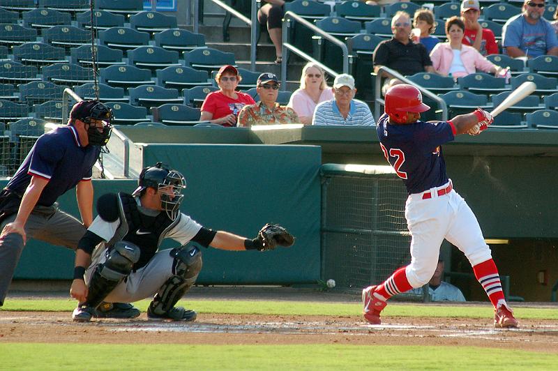 DSC_6307.JPG - Palm Beach Cardinals against Dunedin Blue Jays 05/10/2008 - Donovan Solano scoring a hit - Final Result: Palm Beach 9 Dunedin 2