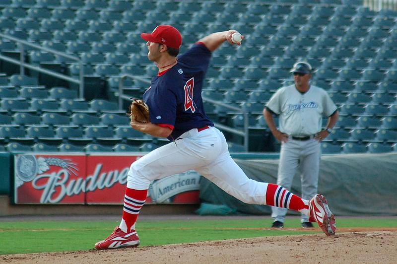 DSC_6339.JPG - Palm Beach Cardinals against Dunedin Blue Jays 05/10/2008 - Starting pitcher David Kopp about to deliver - Final Result: Palm Beach 9 Dunedin 2